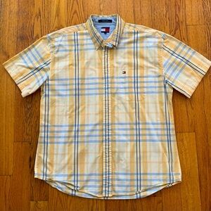 Vintage 90’s Tommy Hilfiger Short Sleeve Button Up Dress Shirt Size XL